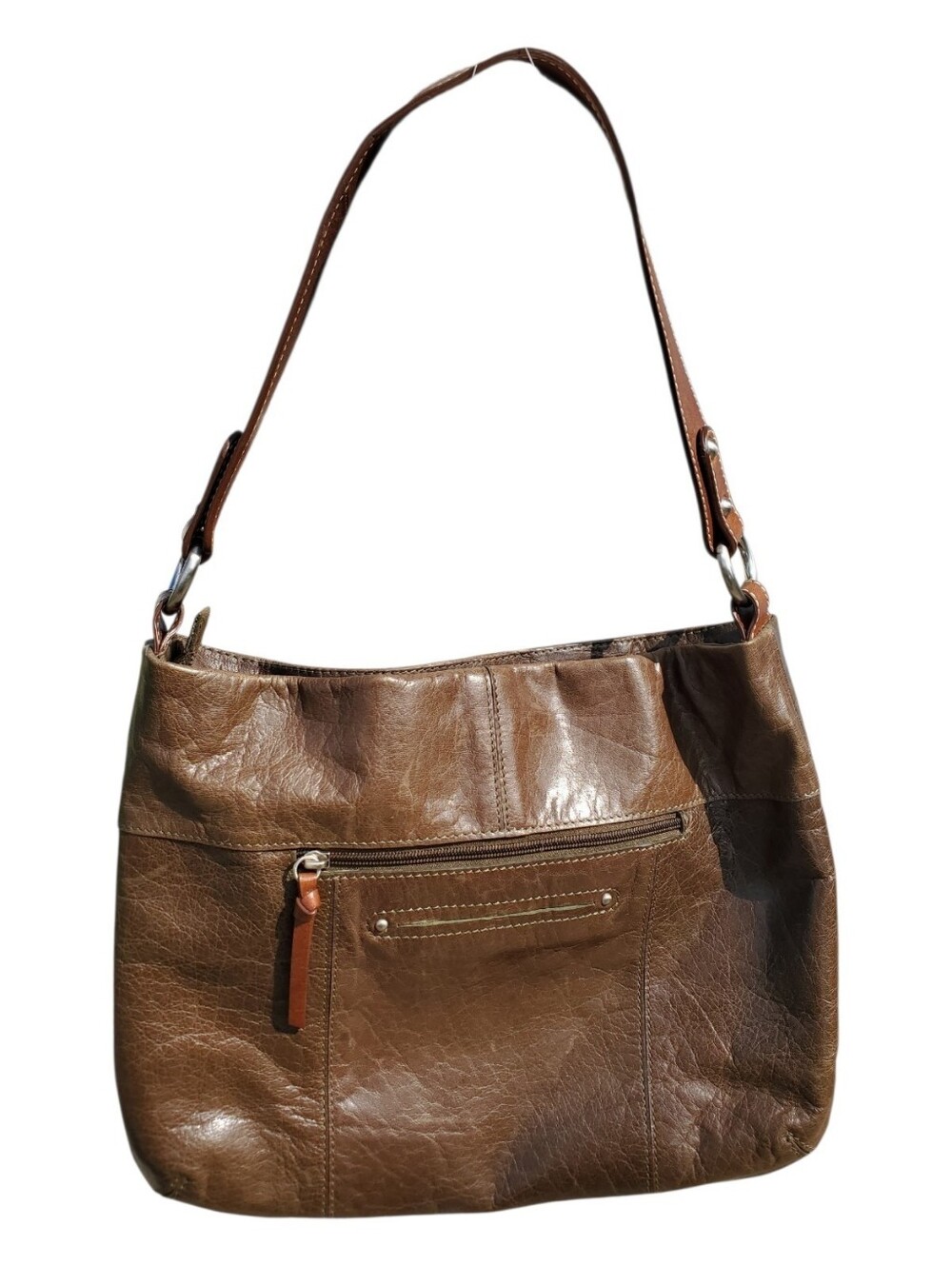Nino Bossi Genuine Leather Brown Shoulder Bag Multi-Pocket Organizer EUC - Picture 4 of 14